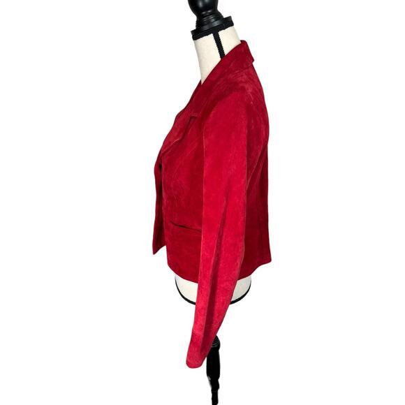 Vintage i.e. Red Suede Blazer 90s Y2K Dark Academia Medium - Picture 3 of 8